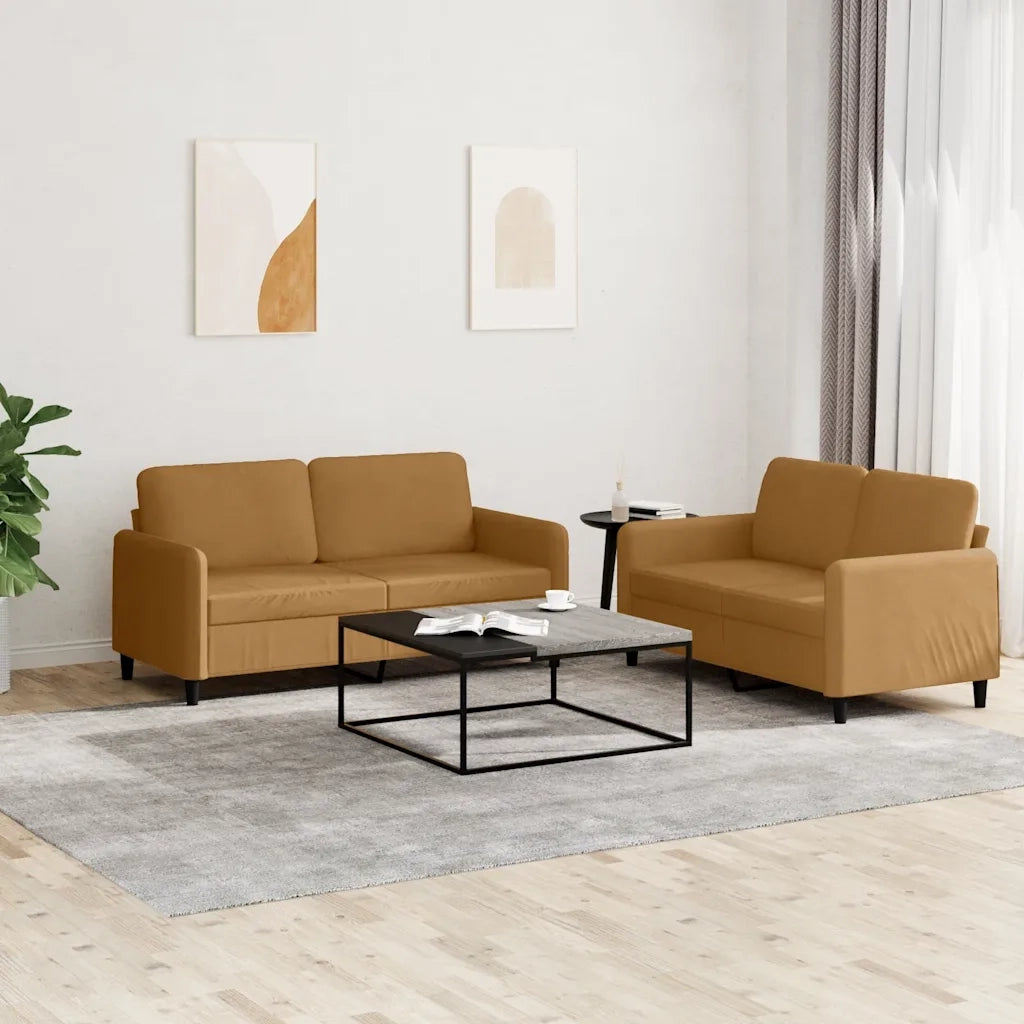 Set di Divani 2 pz Marrone in Velluto