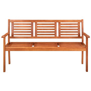 Panchina da Giardino 3 Posti e Cuscino 150cm Massello Eucalipto 3060997