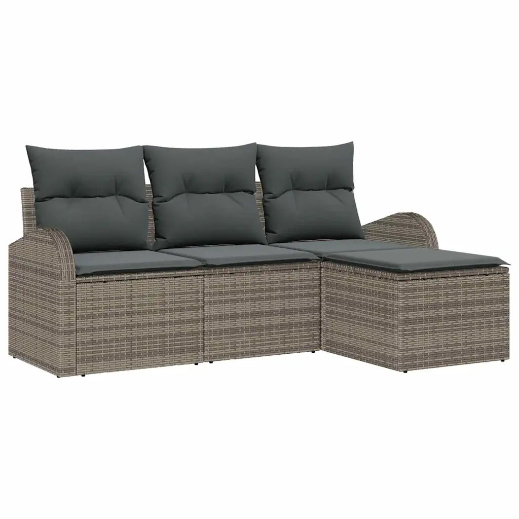 Set Divano da Giardino Grigio polyrattan
