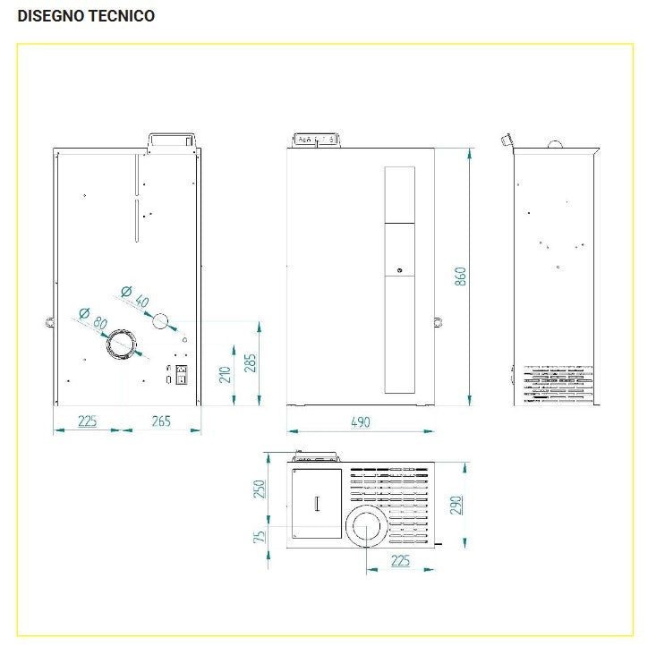 STUFA A PELLET SLIM BRONTE 5 – BIANCO / ANTRACITE / BORDEAUX COMPATTA ED EFFICIENTE COLORE: BIANCO