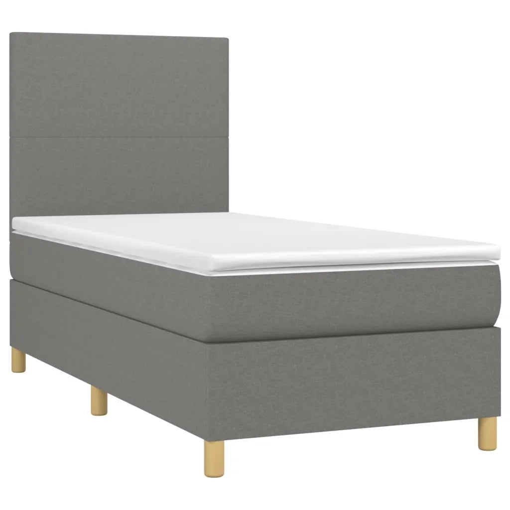 Giroletto a Molle con Materasso-Struttura Letto Grigio Scuro 90x190 cm Tessuto 411273