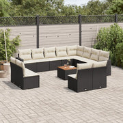 Set Divani da Giardino 13pz con Cuscini Nero in Polyrattan 3256700
