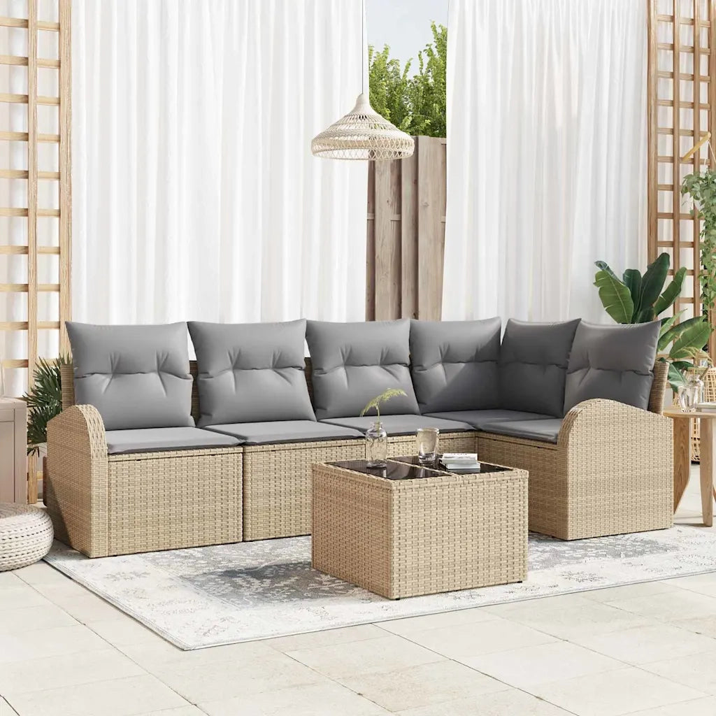 Set di divani con cuscino 6 pcs Beige Poliestere 3346050