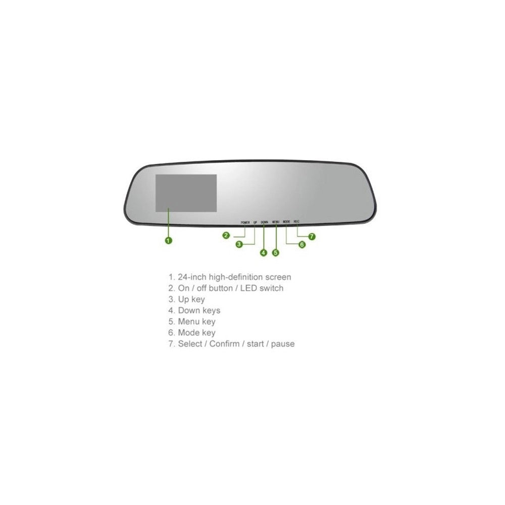 Trade Shop - Specchietto Retrovisore Dvr Telecamera Full Hd 1080p 2.3 "lcd Per Retrocamera -