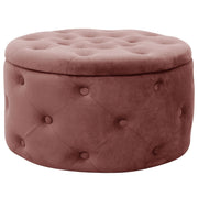 Pouf a scomparto rotonda in velluto trapuntato AKORD ALIA colore Rose