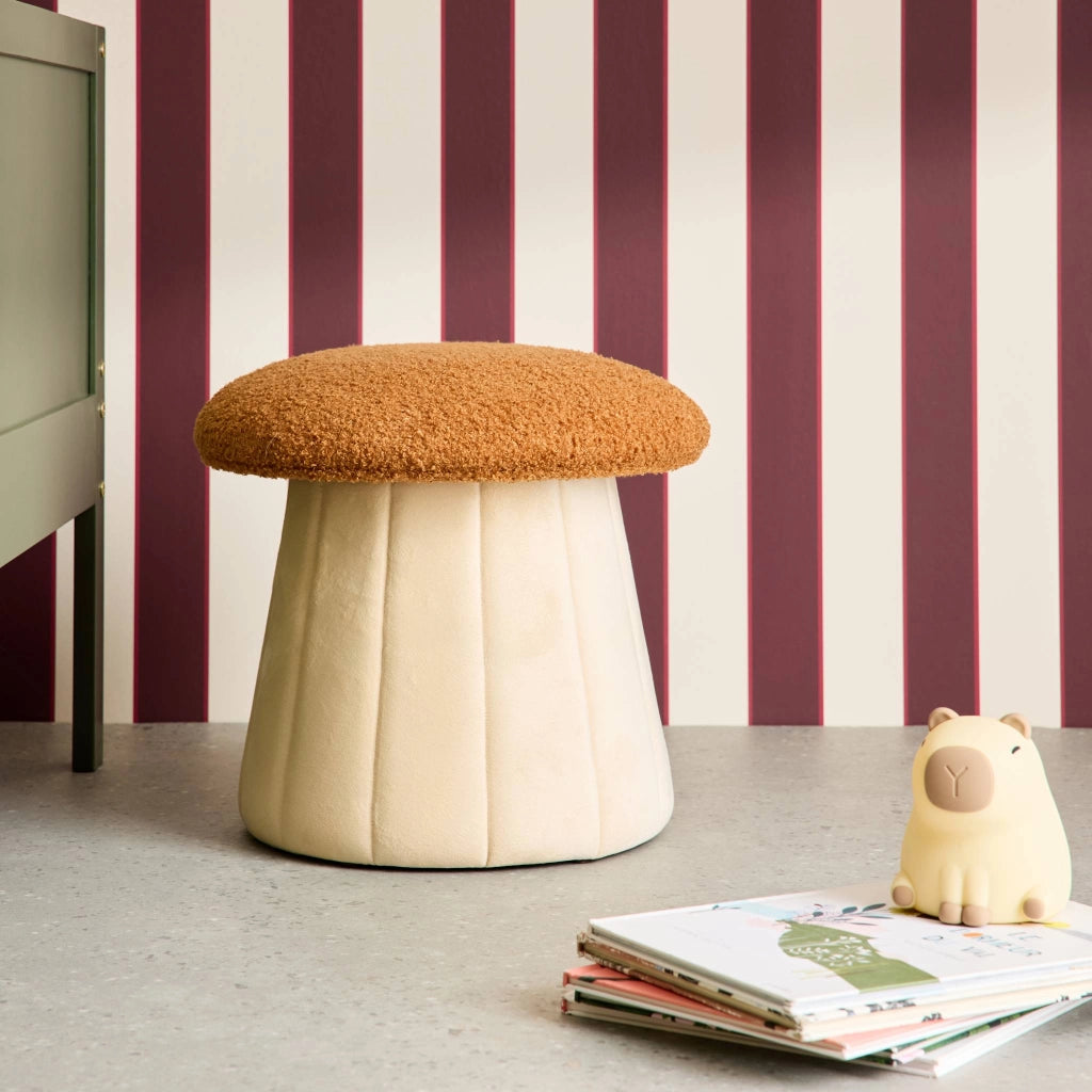 Pouf a fungo per bambini con contenitore, terracotta