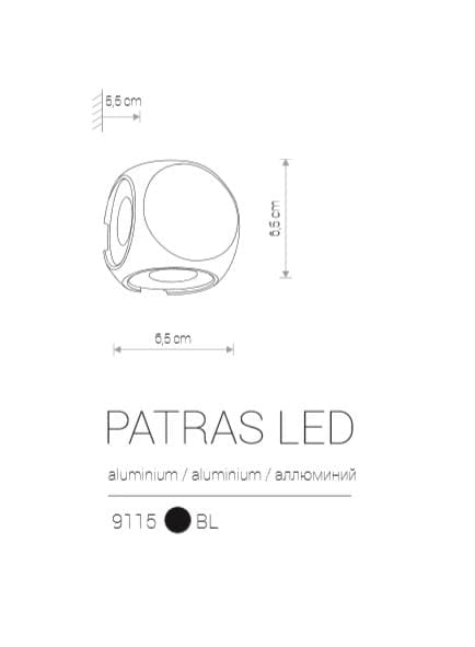 Faretto LED da esterno Nowodvorski Patras nero 9115
