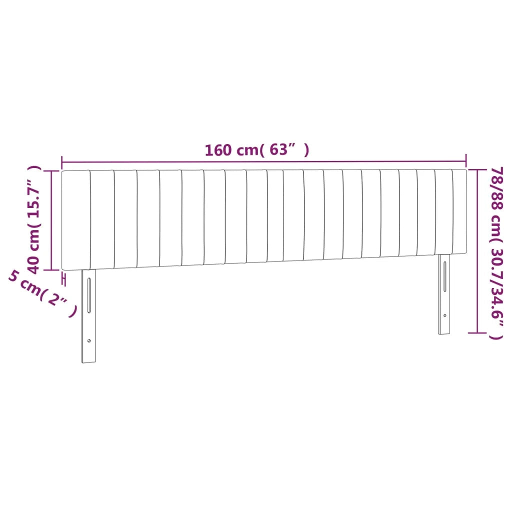 Testiera Nera 160x5x78/88 cm in Velluto 346266