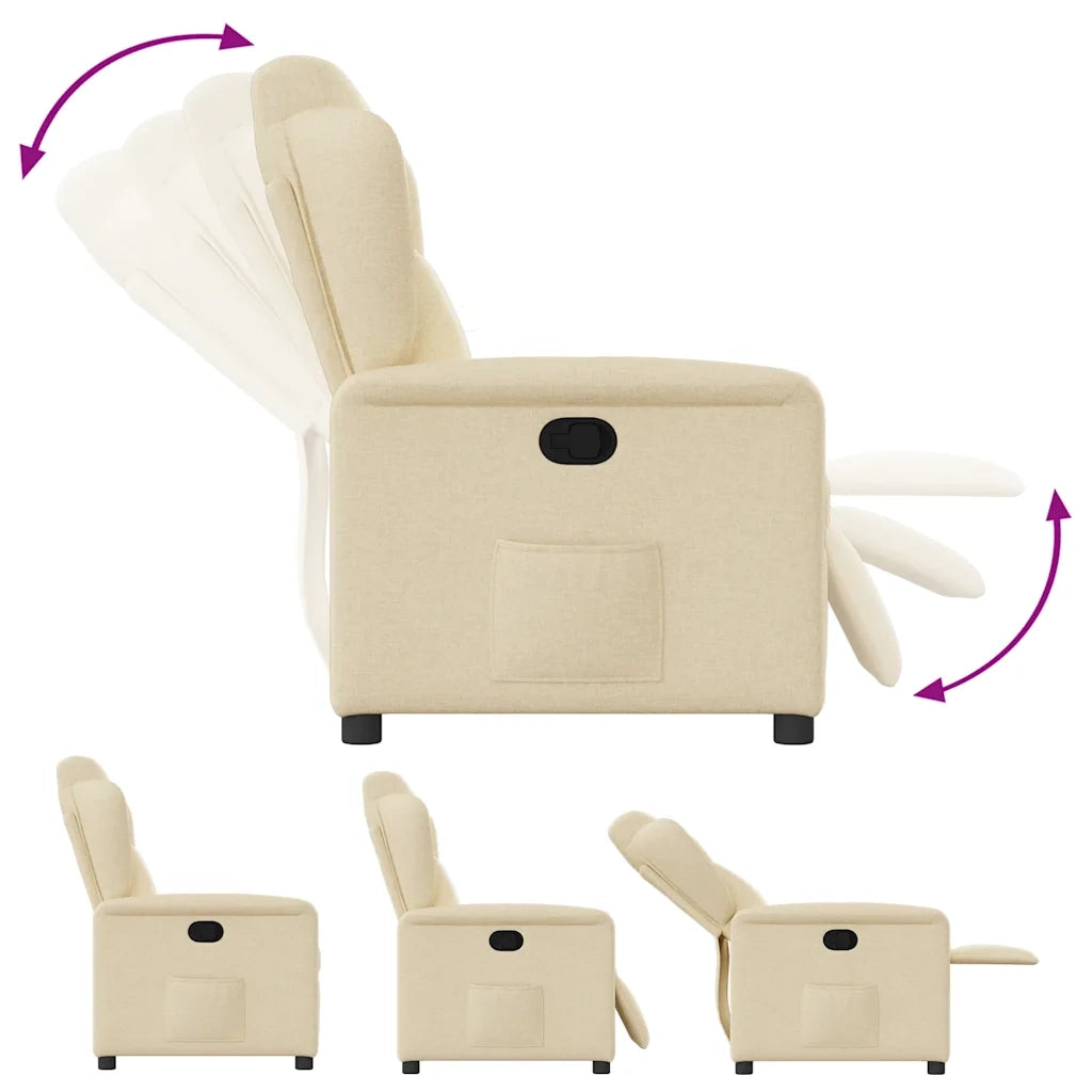 Poltrona | Sedia Relax Reclinabile in Tessuto Crema