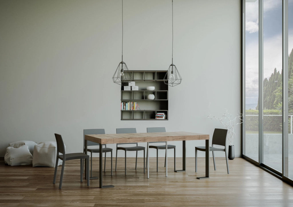 Consolle allungabile 90x40/196 cm Tecno Small Premium Quercia Natura telaio Antracite