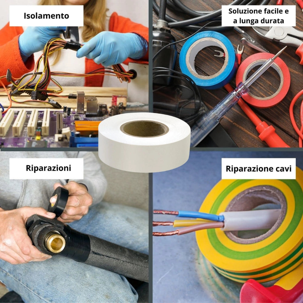 Nastro isolante in pvc autoestinguente raytech per impianti elettrici e cablaggi *** colore bianco, dimensioni 19 mm ...