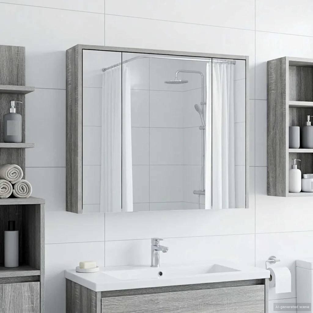 Mobiletto per specchio da bagno Grigio Sonoma 889172