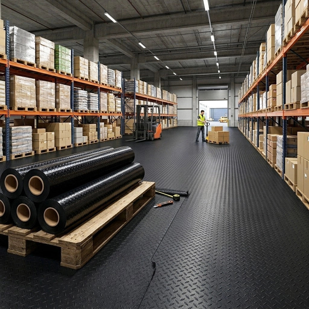 Rotolo Passatoia Copri Pavimento Gomma Pvc Ruvida Antiscivolo Tappeto Lamiera Isolante Nera 100x450 cm