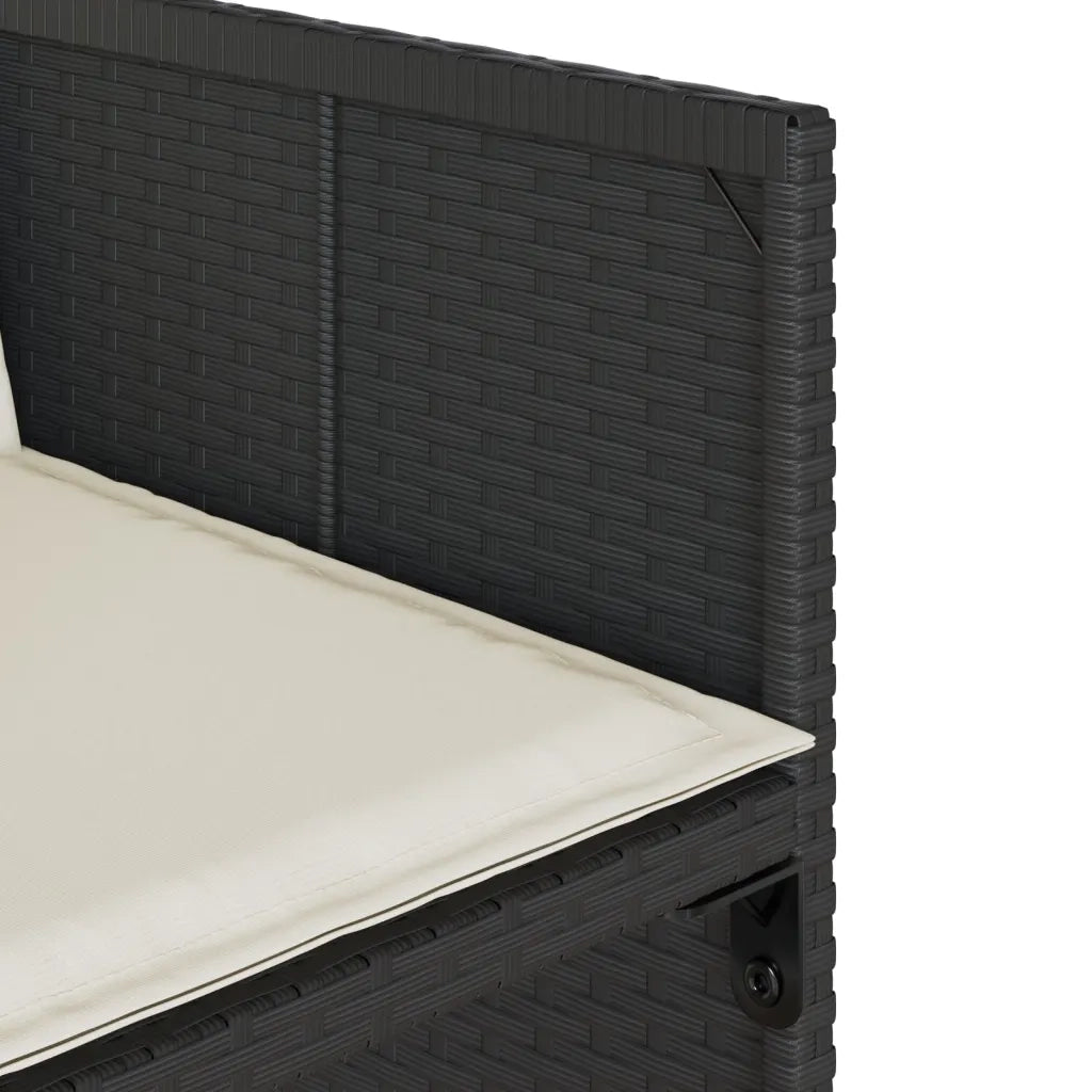 Set da Pranzo da Giardino 7 pz Nero con Cuscini in Polyrattan 3277862