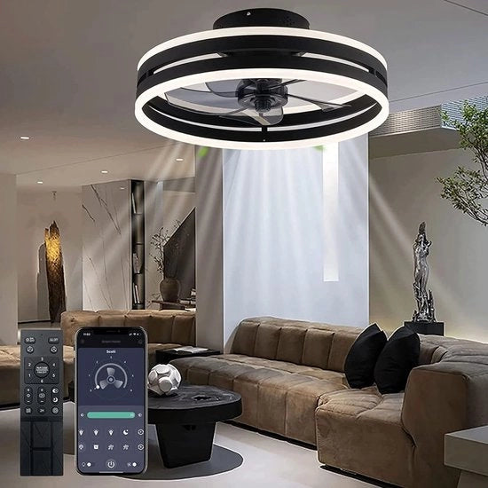 Lampada da soffitto con ventilatore - Lampada da soffitto con ventilatore LED - Ventilatore da soffitto - Comando a distanza per ventilatore - App - LED