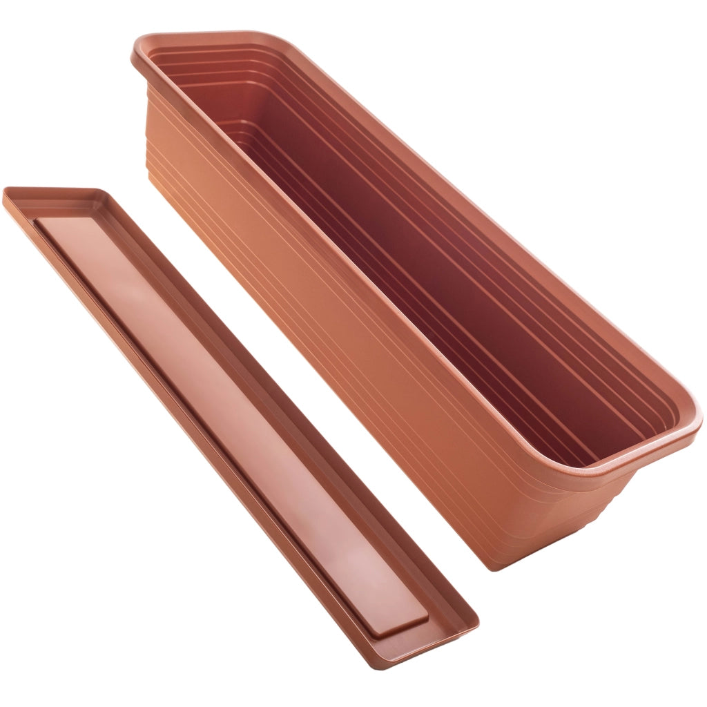 Vaso da fiori per balcone KADAX, 60 cm + sottovaso rosso mattone