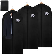 Tre sacchi per abbigliamento neri 128 x 60 cm - con borsa per scarpe - Contenitori per abbigliamento - Accessori per la conservazione dell'abbigliamento - Copriabito per abbigliamento