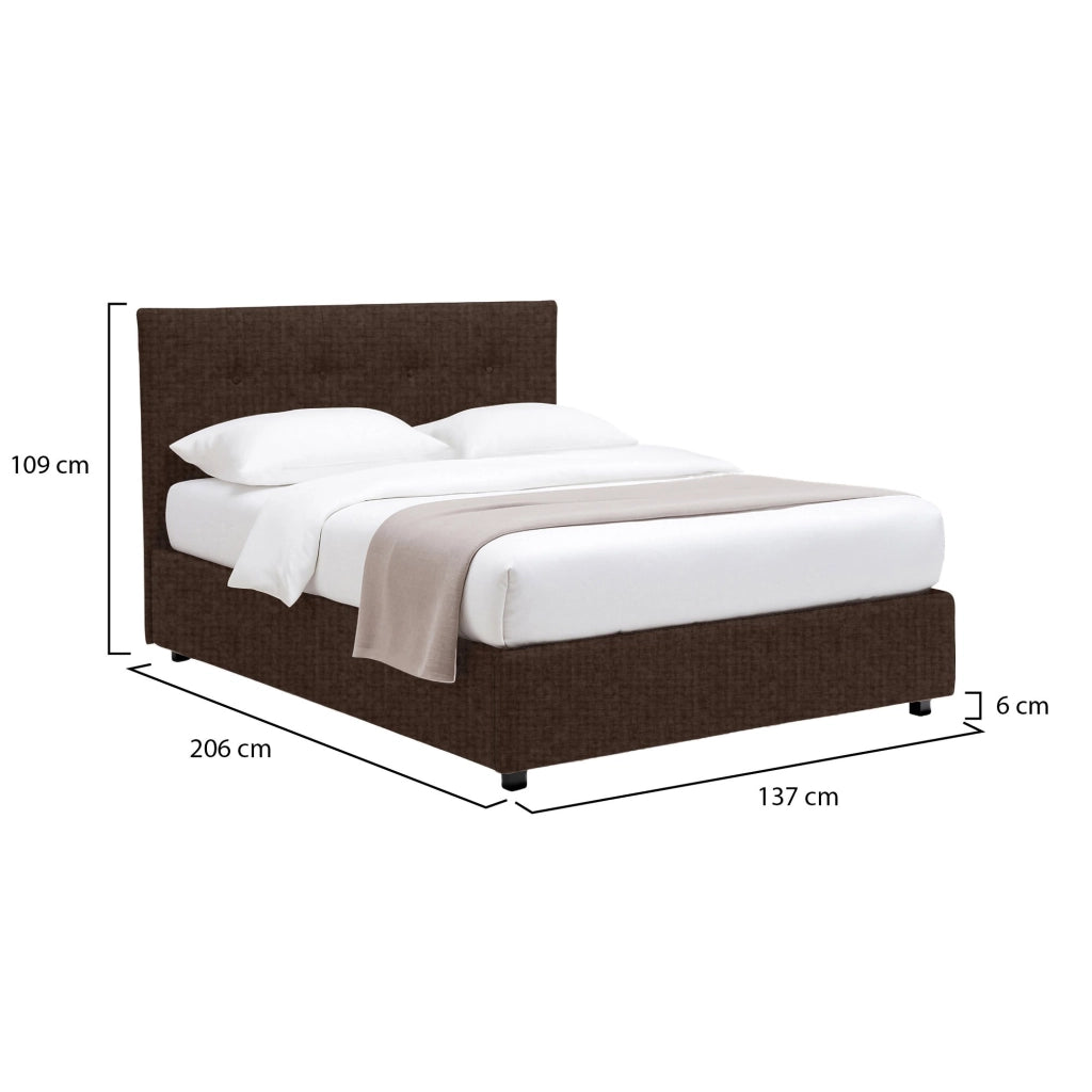 Luton, Letto Piazza e Mezza Sfoderabile Made in Italy, Marrone