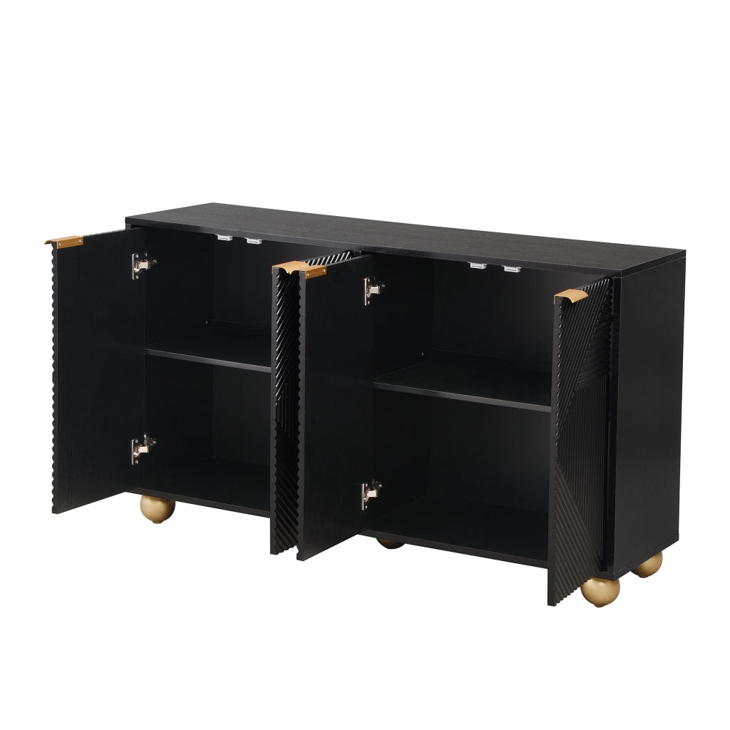 Credenza con Ante e Ripiani ¨C MINIMAL ¨C Legno, Gambe Sferiche