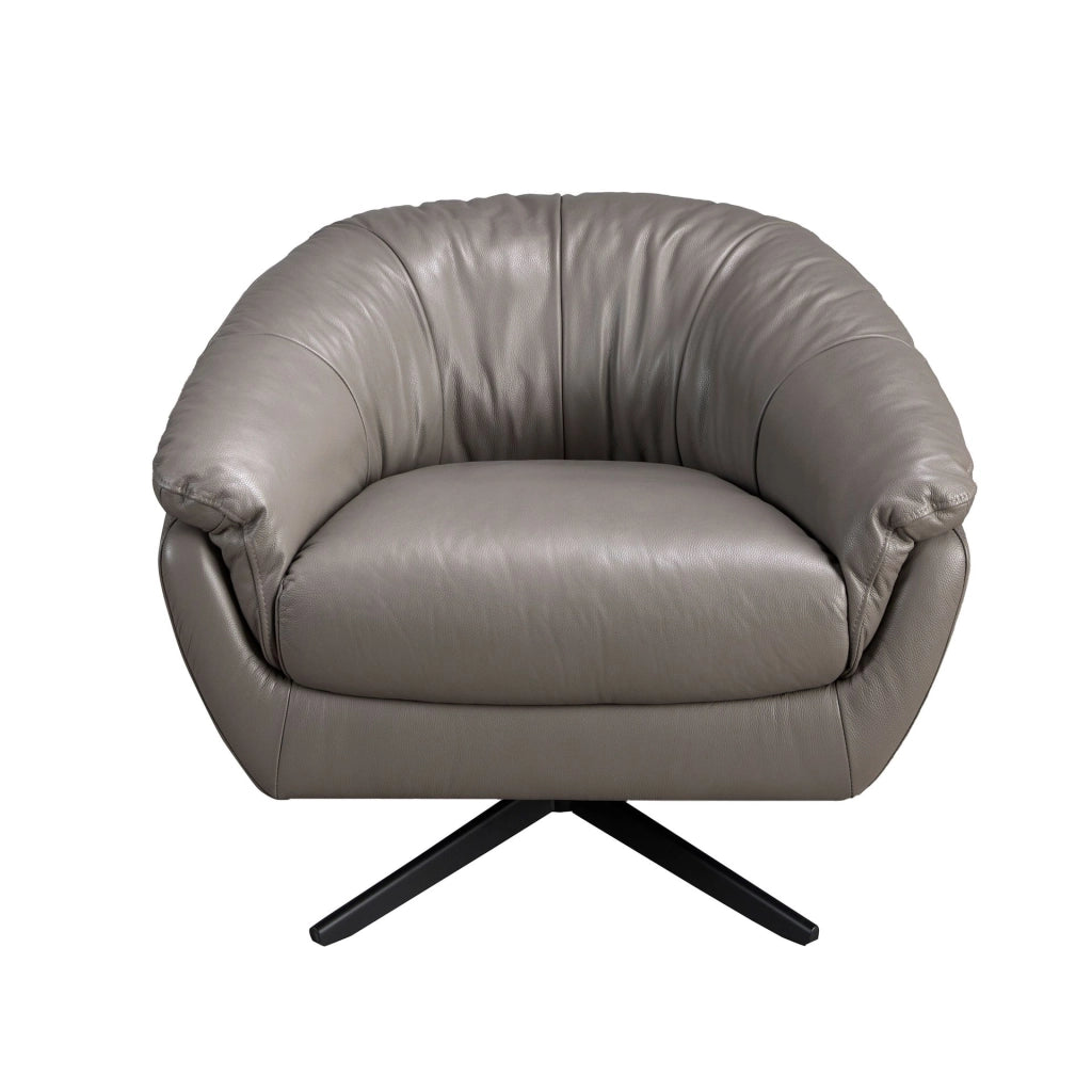 Poltrona girevole in pelle grigia