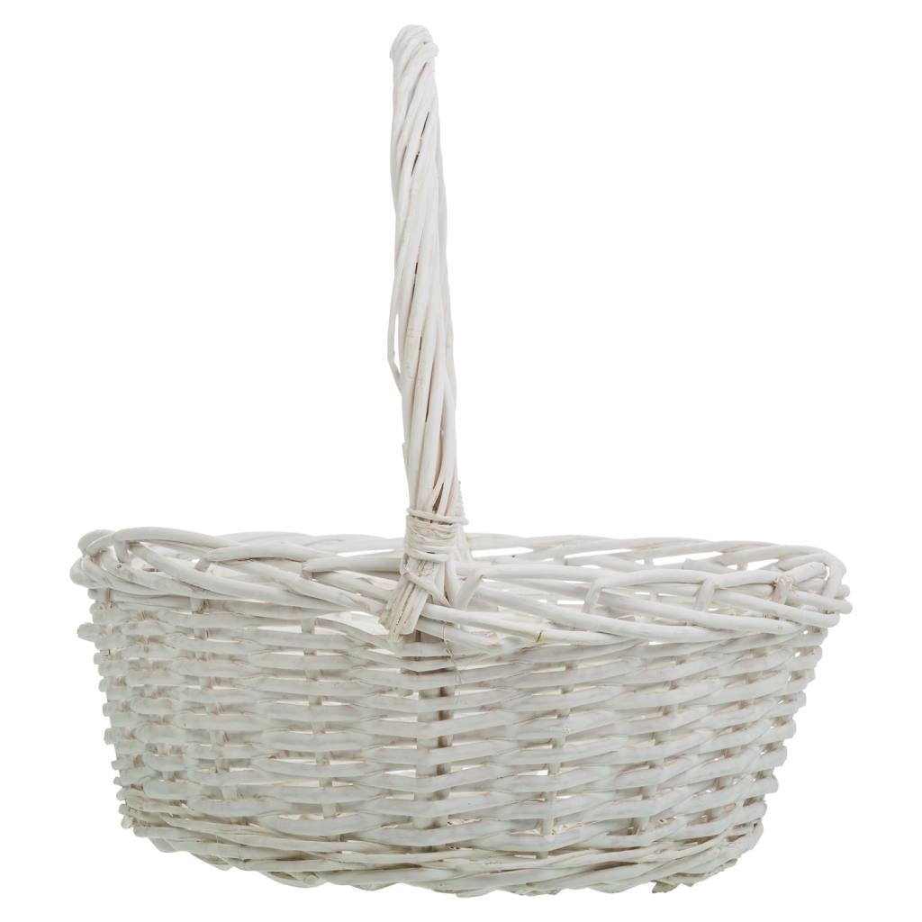 Set di 3 cestini in vimini bianchi foderati