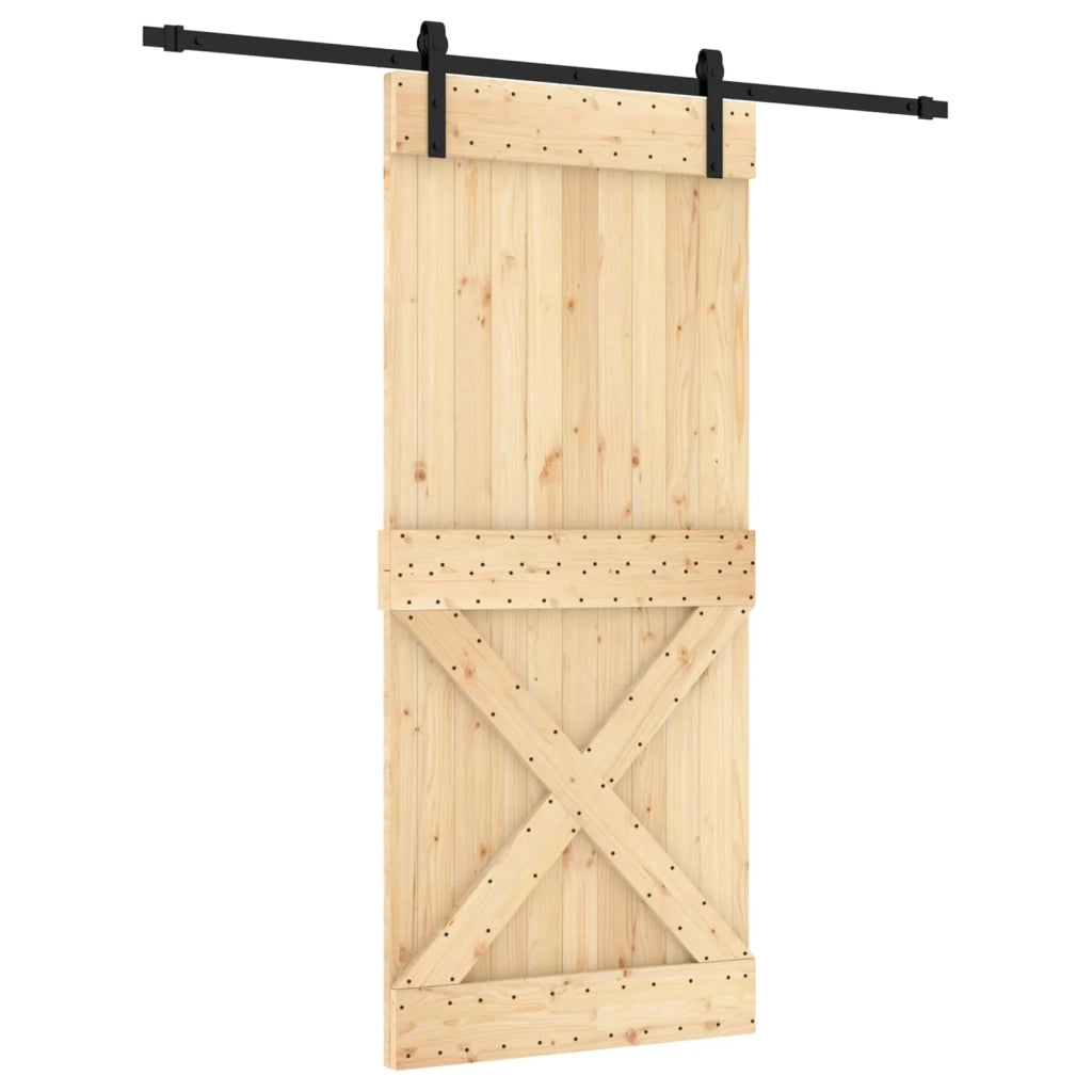 Porta scorrevole Naturale e Nero 90 x 210 cm 3444926