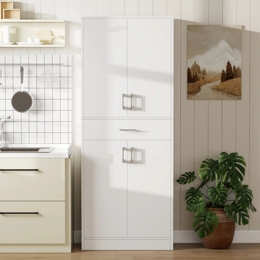 Credenza Cucina Alta con 2 Armadi e Cassetto ¨C zephmum ¨C Bianco