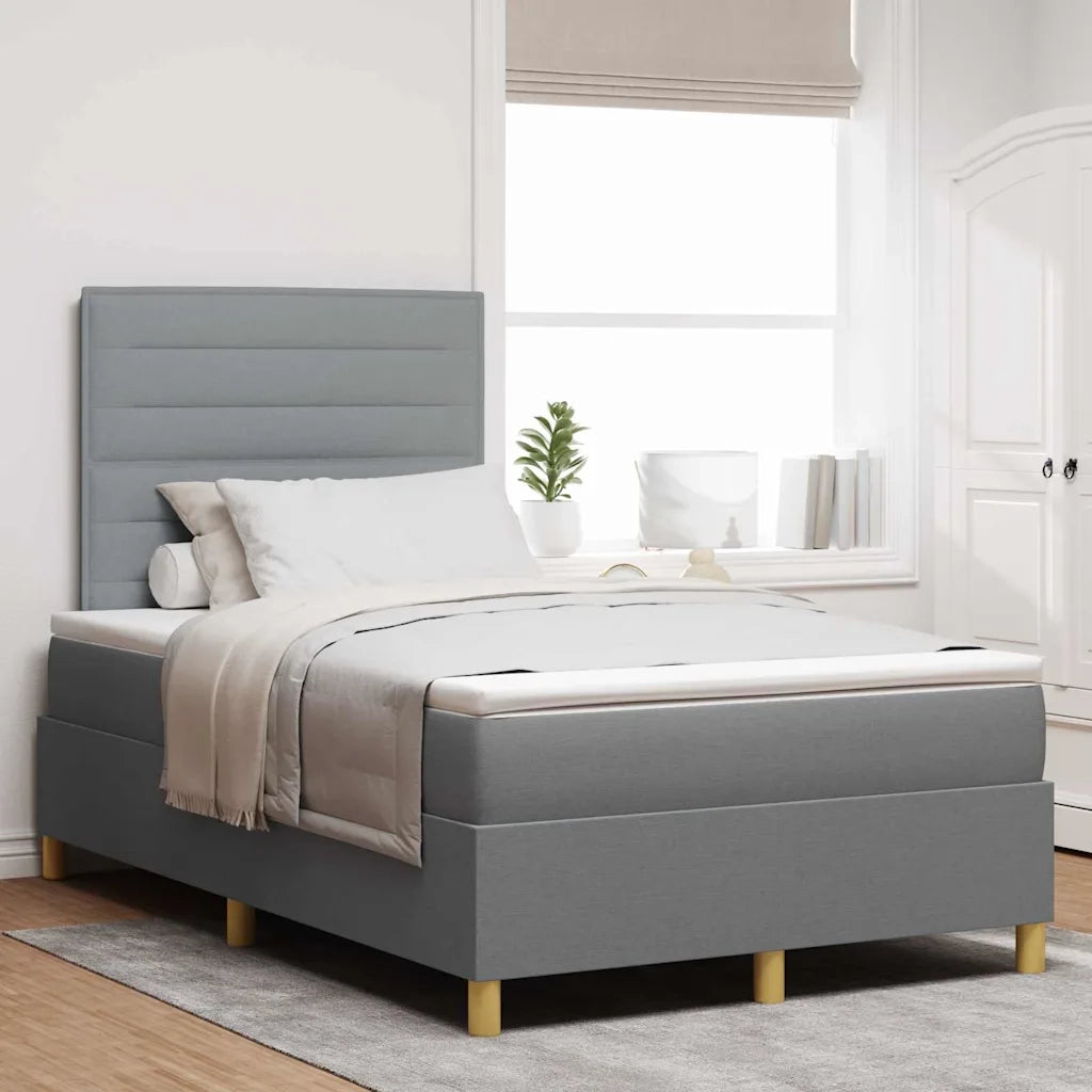 Letto a Sorgente LED Grigio chiaro 120 x 200 cm Tessuto 3343012