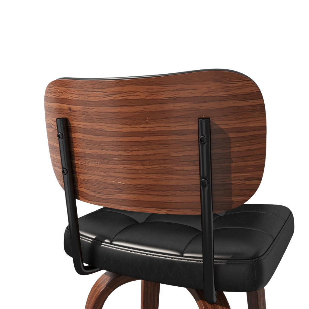 SGABELLO DA BAR con schienale ergonomico Nero e Noce scuro
