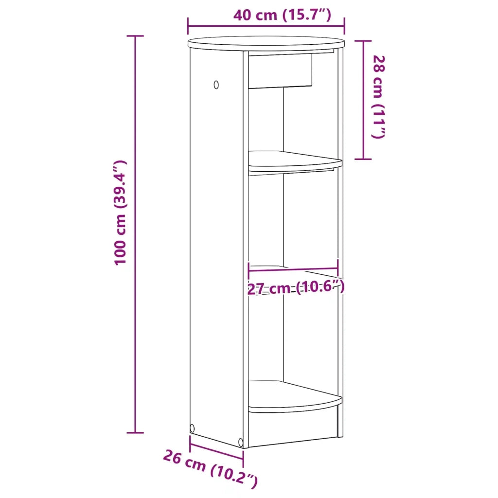 Mobile laterale Bianco Lucido 40 x 40 x 100 cm 899847