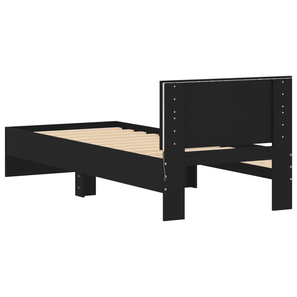 Giroletto con Testiera e LED Nero 75x190 cm 838842