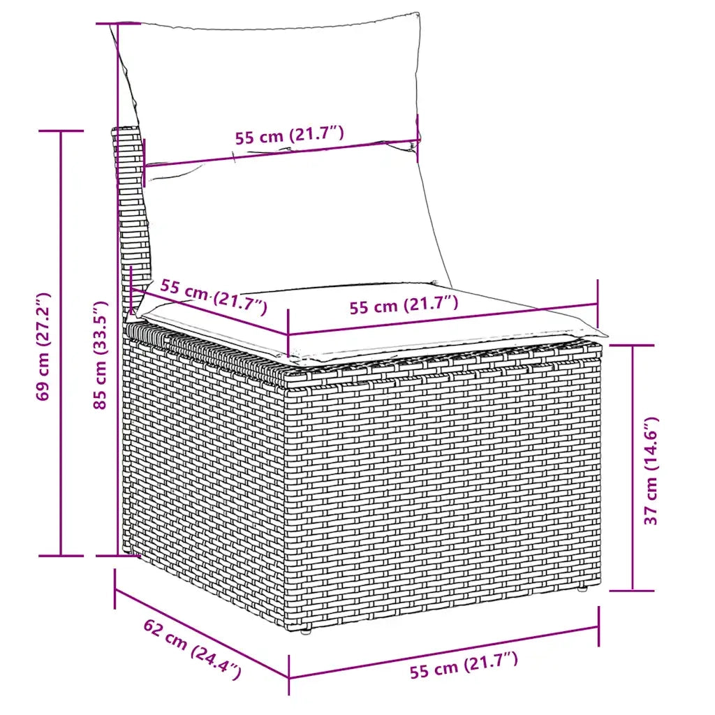 Set Divani da Giardino 7pz con Cuscini Grigio Chiaro Polyrattan 3217692