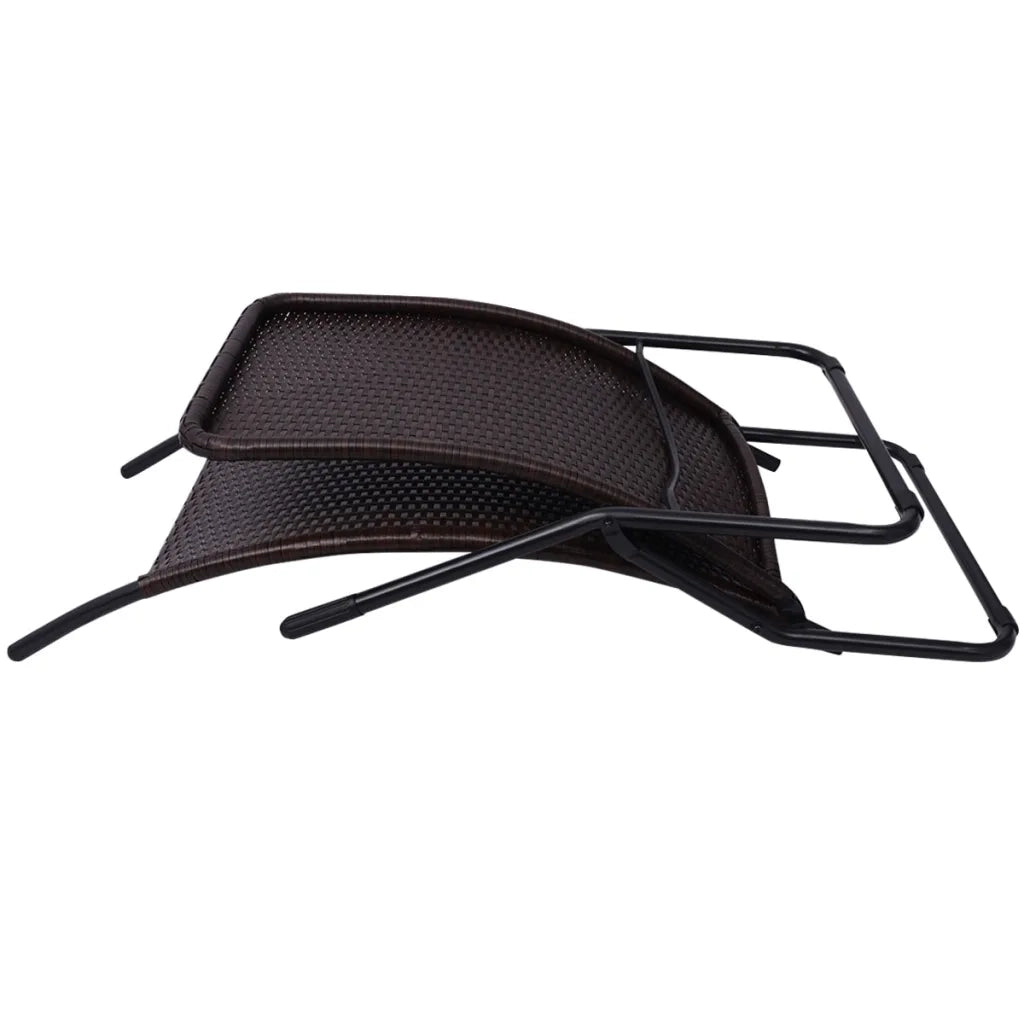 Lettino Prendisole Pieghevole in Polyrattan Marrone 42945