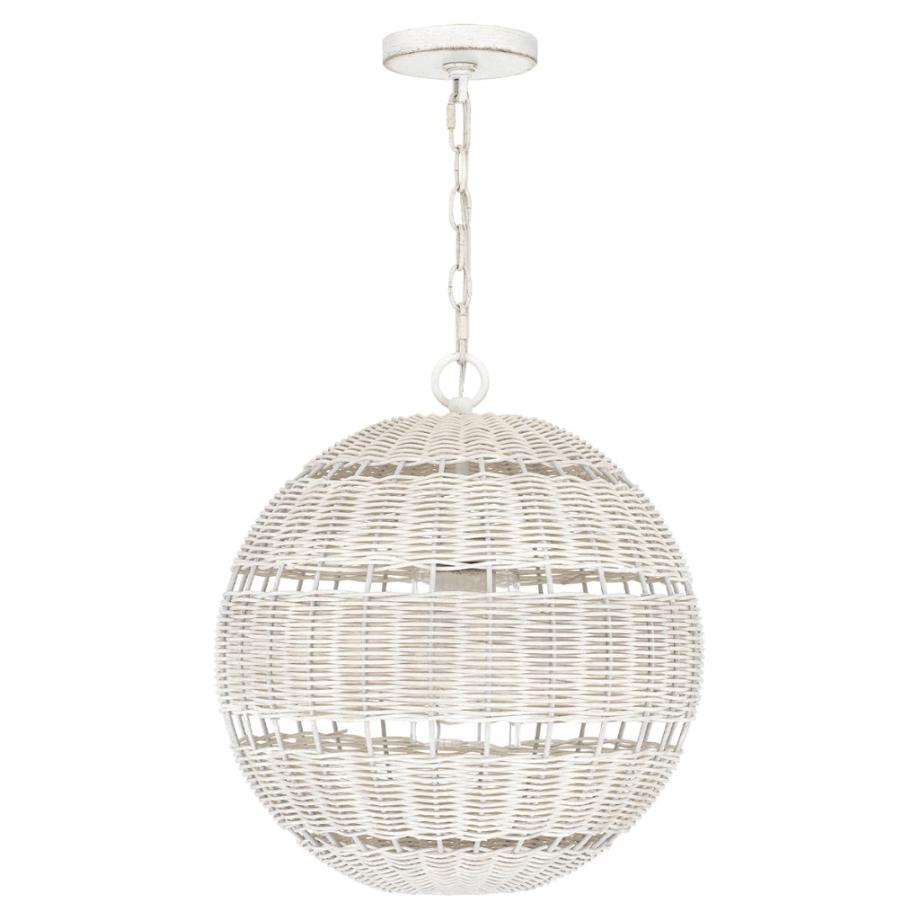 Lampada sospesa esterna rattan bianco ant. E27 IP44
