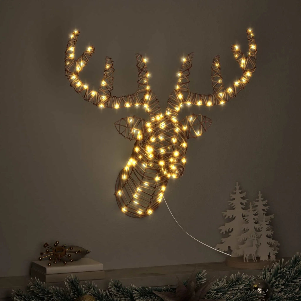 Slitta trainata da renna con 140 LED Bianco caldo Rattan 42019067
