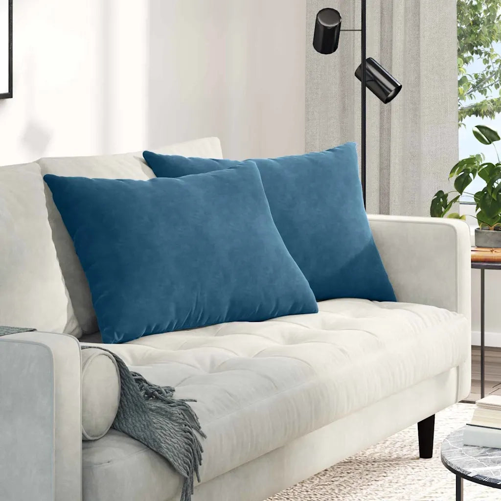 Cuscini da Divano 2 pz-Set di 2 Cuscini per Sofa Blu 70 x 50 cm Tessuto in Cords 505463