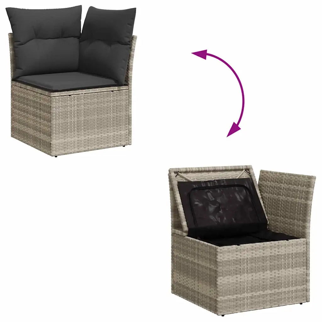 Set Divano da Giardino 10 pcs Grigio chiaro Poly Rattan