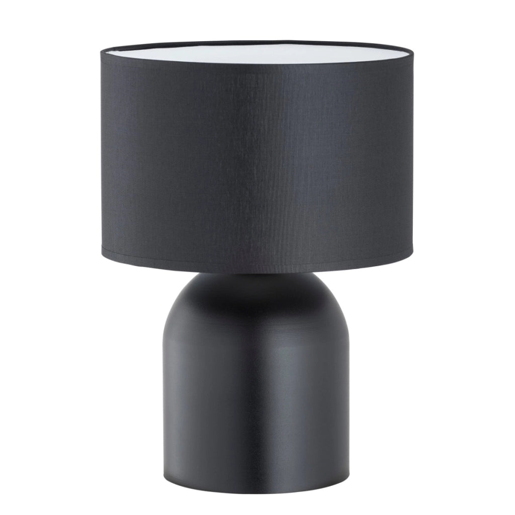 Lampada da tavolo nera, paralume bianco interno E27 15W