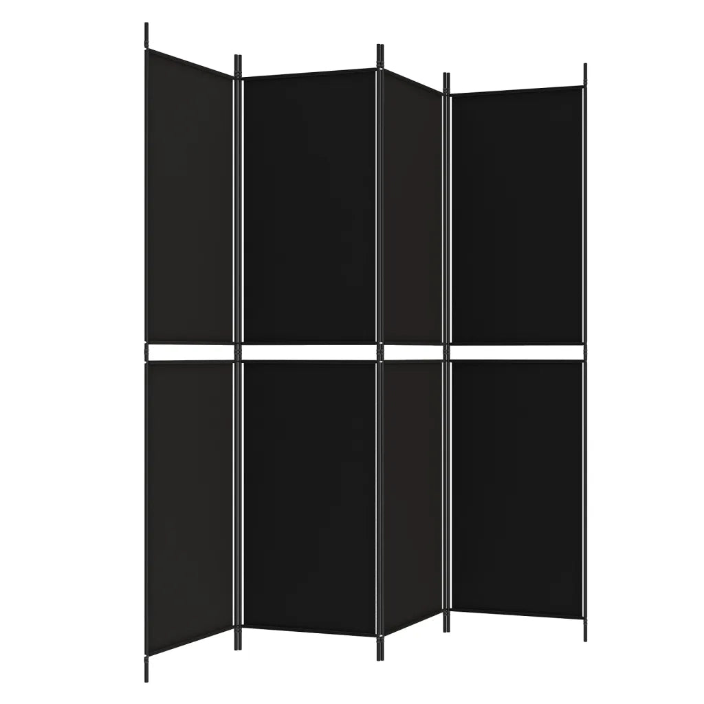 Divisorio a 4 Pannelli Nero 200x200 cm in Tessuto 350233