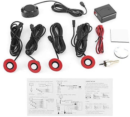 Sensore di parcheggio a radiofrequenza - Kit radar - Frequenza ultrasonica 40 kHz - Portata di rilevamento 0-2,0 m - 80 dB Allarme - Materiale ABS - Sensore di uscita dal parcheggio