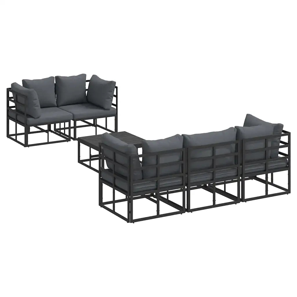 Set Divano da Giardino con cuscino 6 pcs Nero Acciaio