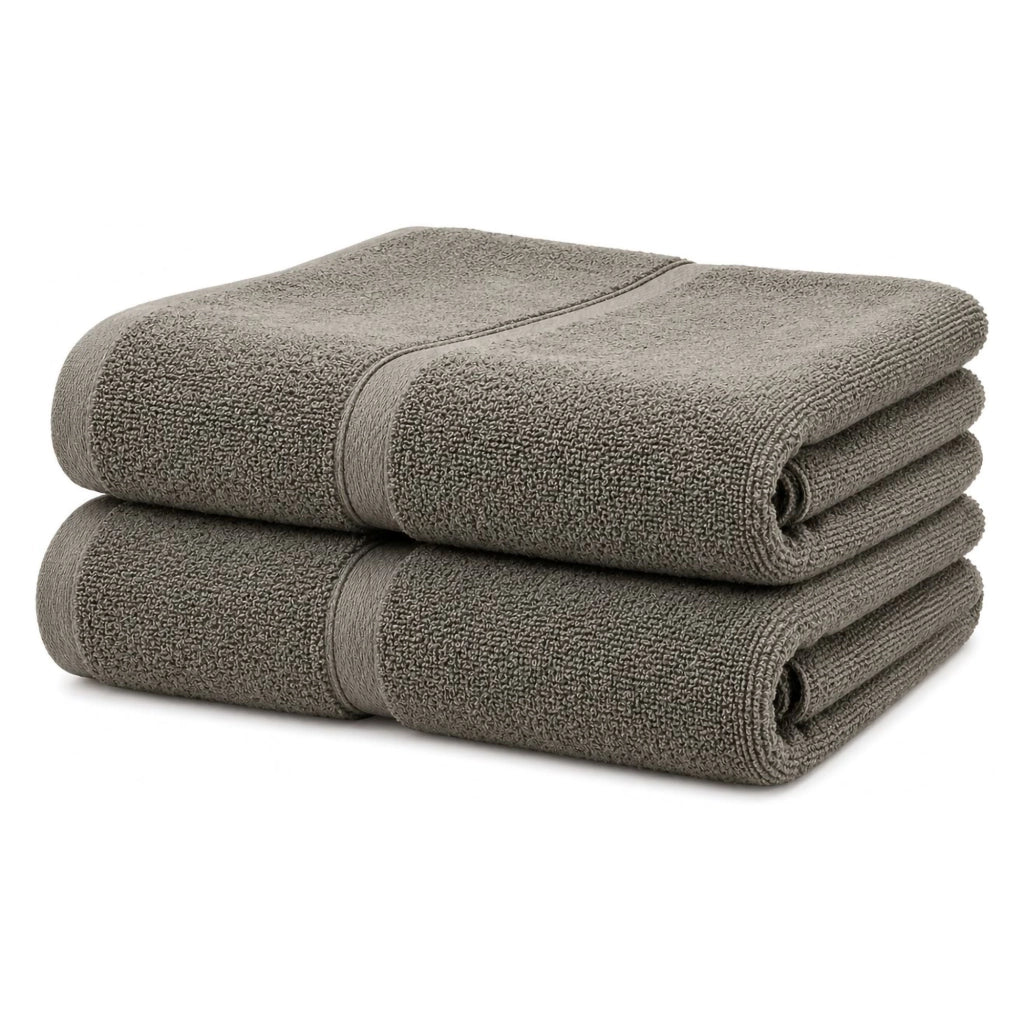 Sanonefa, set di Asciugamani 100% Cotone set da 2, Grigio Pietra