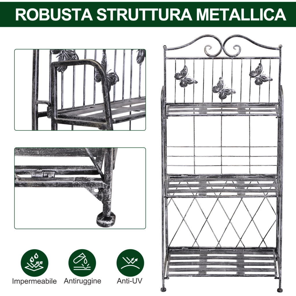 Scaffale Fioriera 3 Ripiani Pieghevole ¨C Xylo ¨C Argento Giardino Balcone