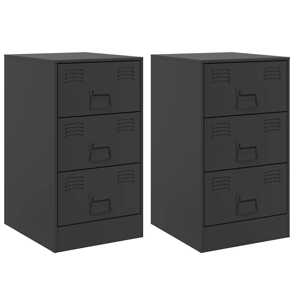 Comodini 2 pz Neri 34,5x39x62 cm in Acciaio