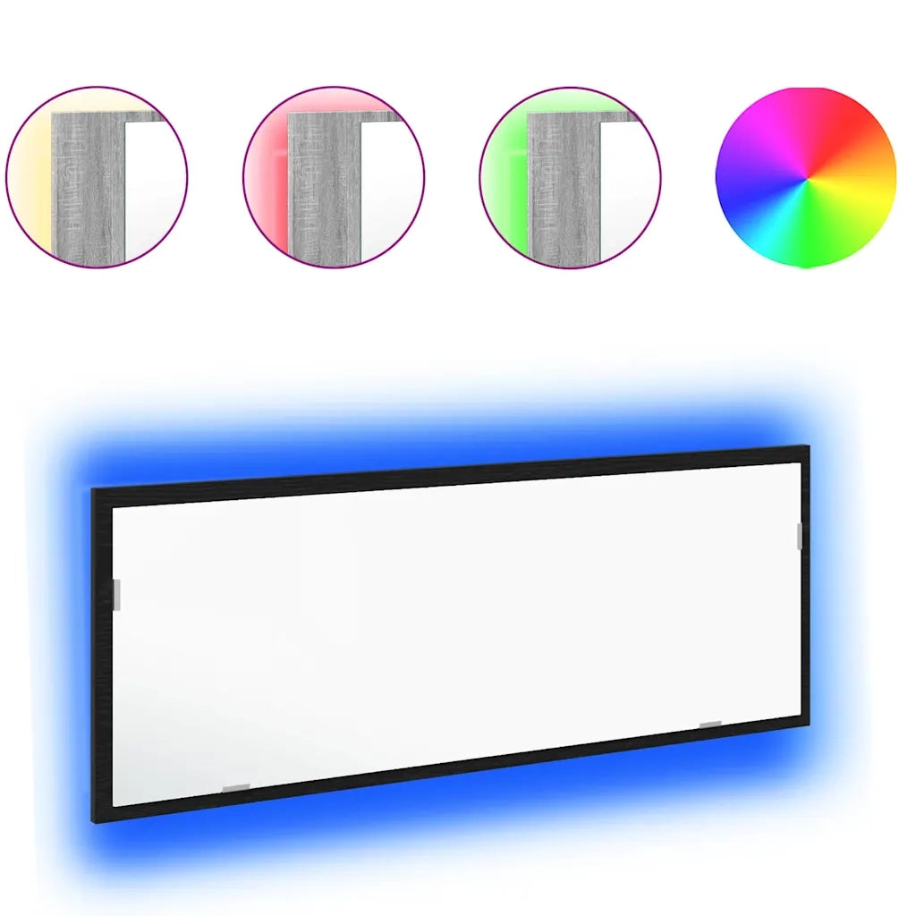 Specchio da bagno LED Rovere Nero 100 x 8,5 x 37 cm Vetro 862548