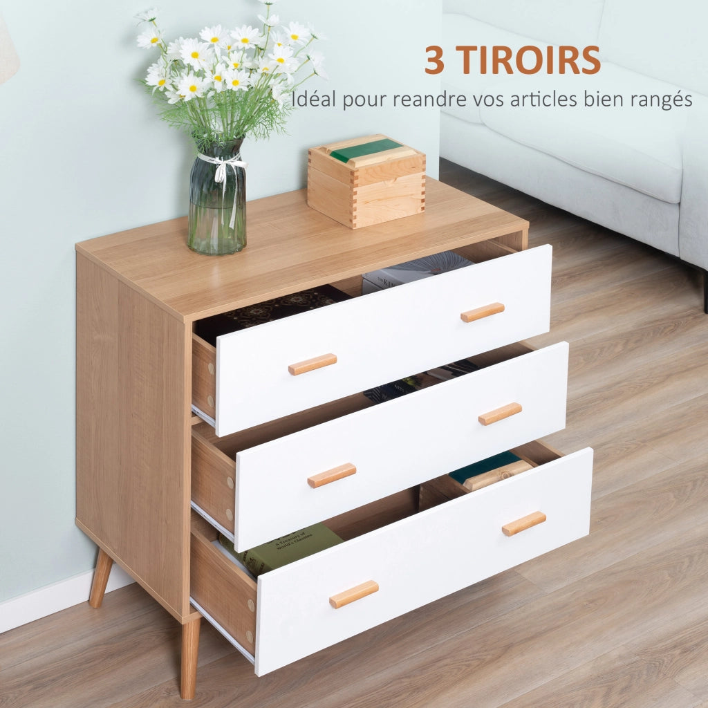 Cassettiera scandinava 3 cassetti ¨C Xylo ¨C legno chiaro bianco design moderno