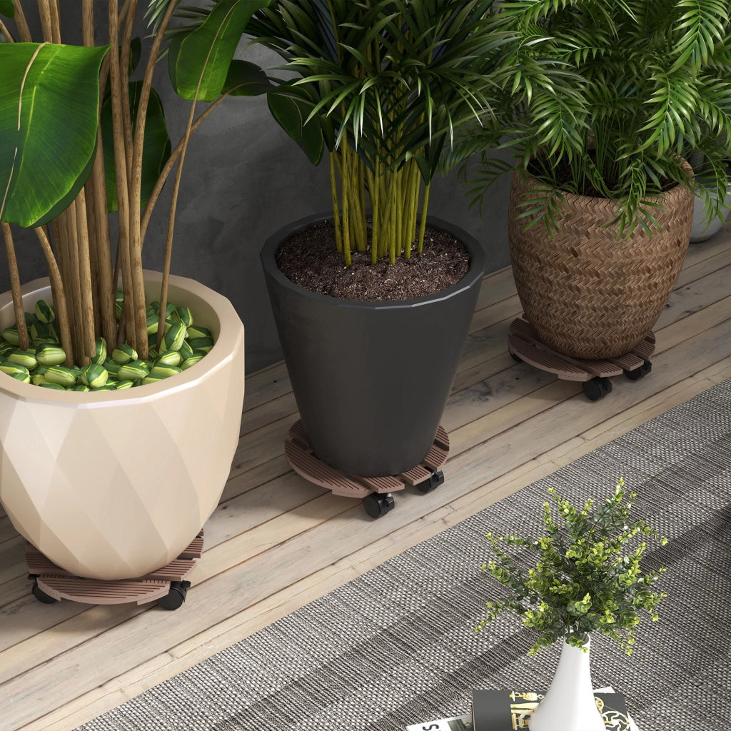 Set di 4 supporti per piante con rotelle ¨C Minimal ¨C ?30 cm, interno ed esterno