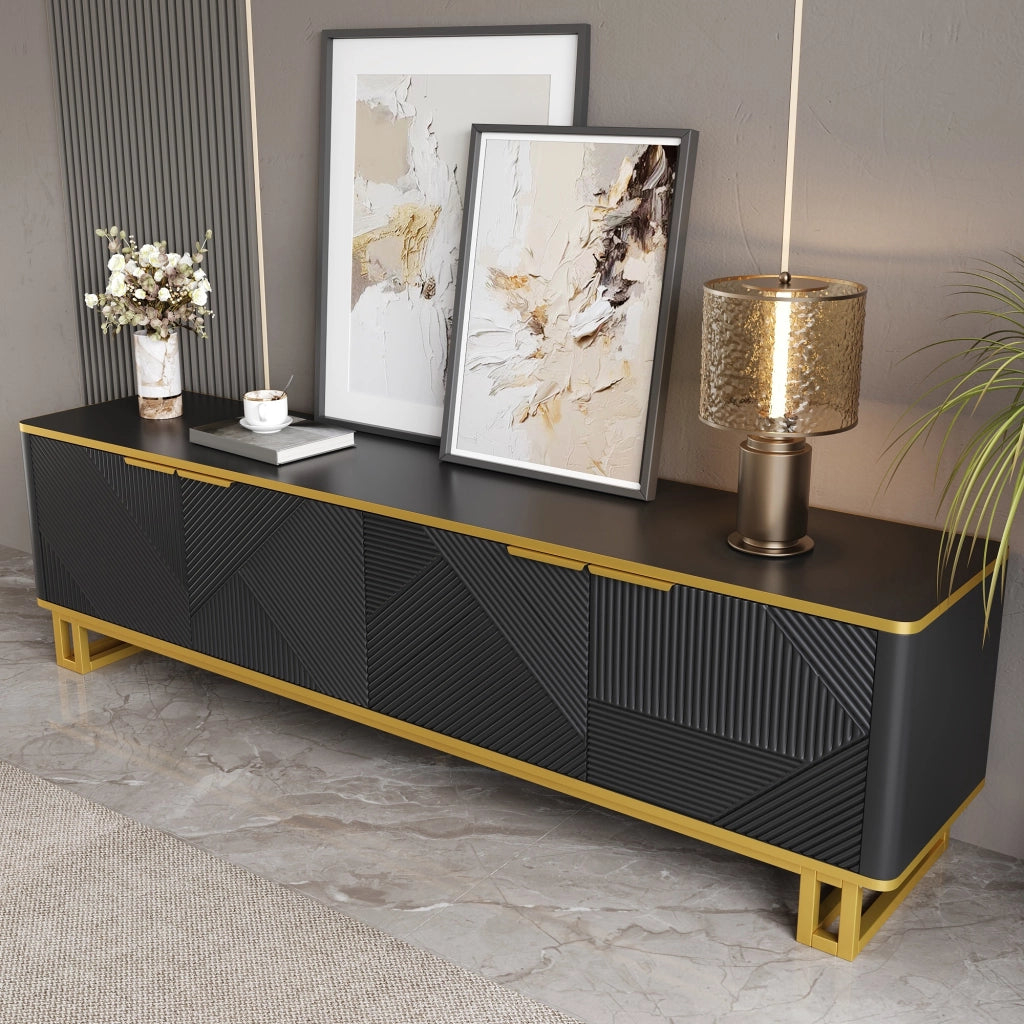 Cassettiera per TV nera in MDF lunghezza 160 cm