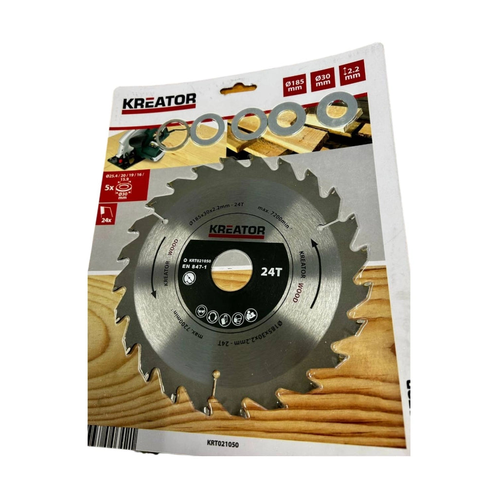 Kreator-Lama per sega circolare per legno 185mmx30mmx2.2mm 24 denti