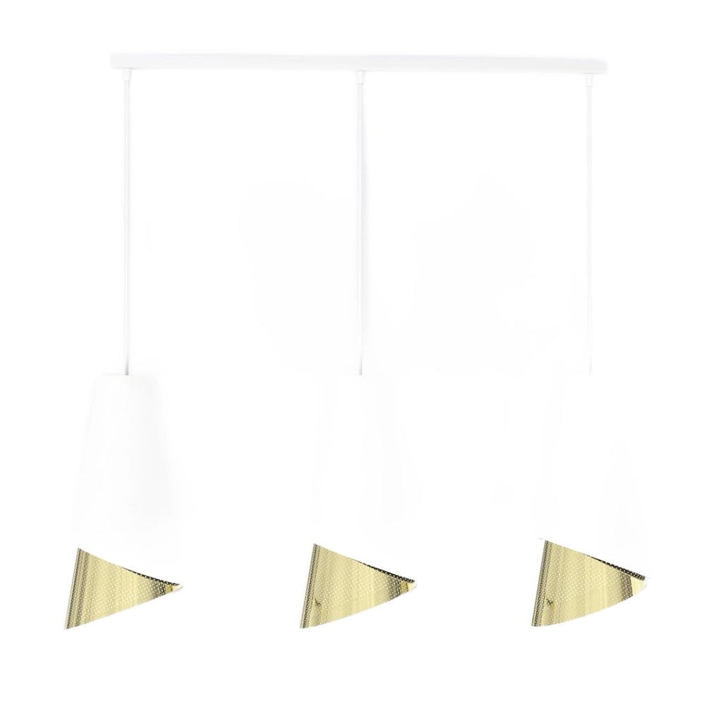 Lampada sospesa MODA conica 3xE27 bianco oro Emibig